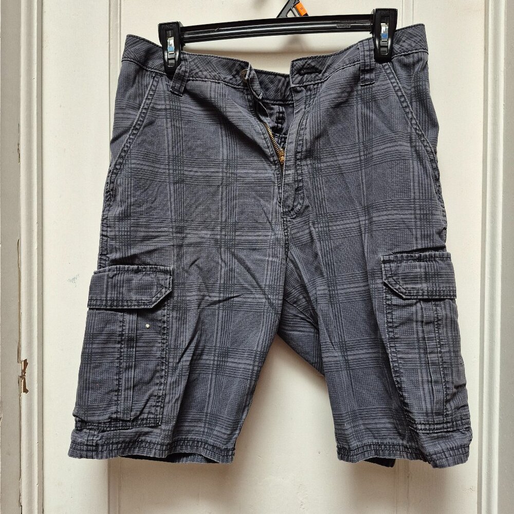 Wrangler Plaid Dark Grey Cargo Shorts - 100% cotton - 30